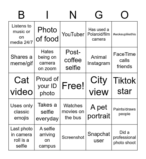 Visual Culture Bingo Card