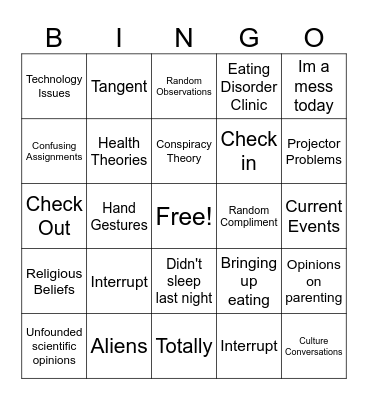 Class Bingo Card