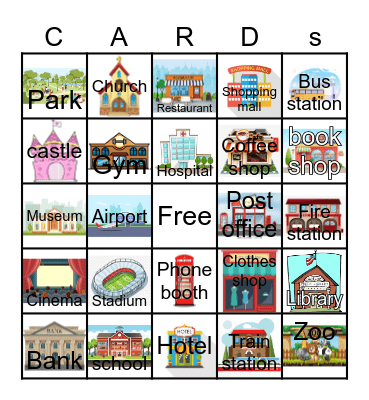 PLACES IN TOWN Bingo Card