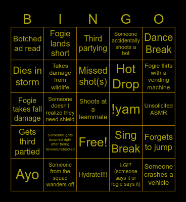 Test bingo! Bingo Card