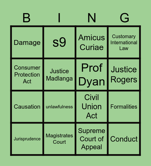 NADEL's Legal Bingo Card