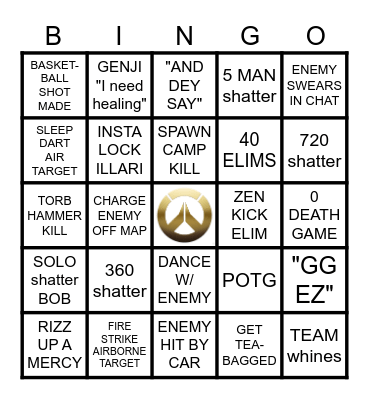 OVERWATCH PARTY BINGO Card
