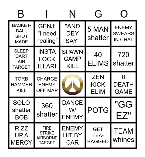 OVERWATCH PARTY BINGO Card
