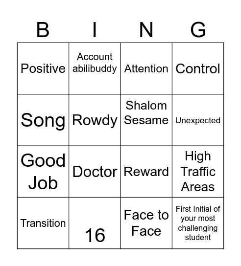 JLC Bingo Card