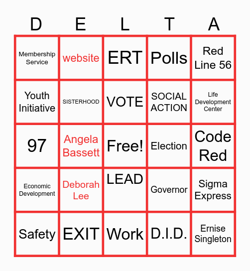 DELTA SIGMA THETA Bingo Card