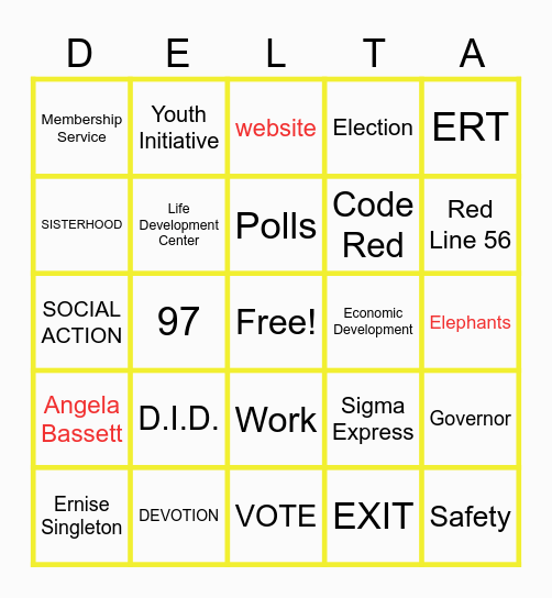 DELTA SIGMA THETA Bingo Card