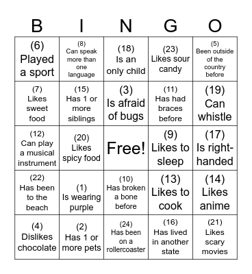 Get to Know You 2.0! Bingo Card