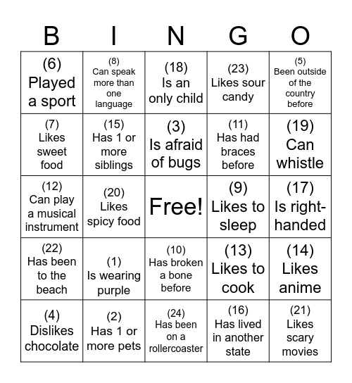 Get to Know You 2.0! Bingo Card