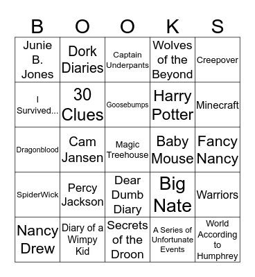 BOOK BINGO! Bingo Card