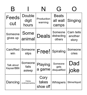 BB Pressure Cooker Bingo Card