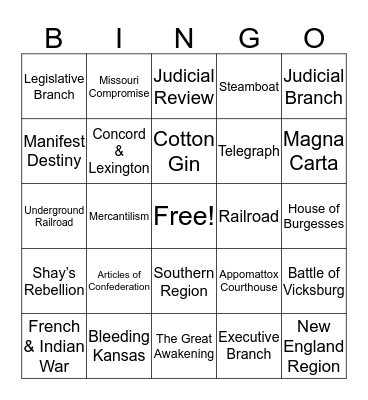 STAAR REVIEW Bingo Card