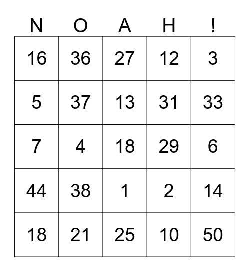 Amy's Baby Shower Bingo Card