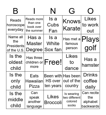 HUMAN BINGO Card