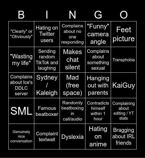 Secret Bingo Card