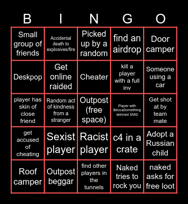 Rust Bingo Card