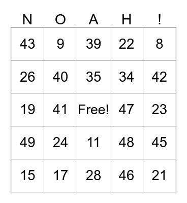 Amy's Baby Shower Bingo Card