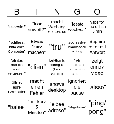 Informatik bingo Card