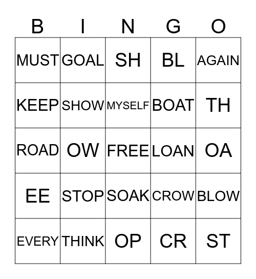 2ND GRADE SPELLING  Bingo Card