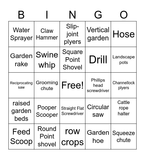common tools part 1 Bingo Card