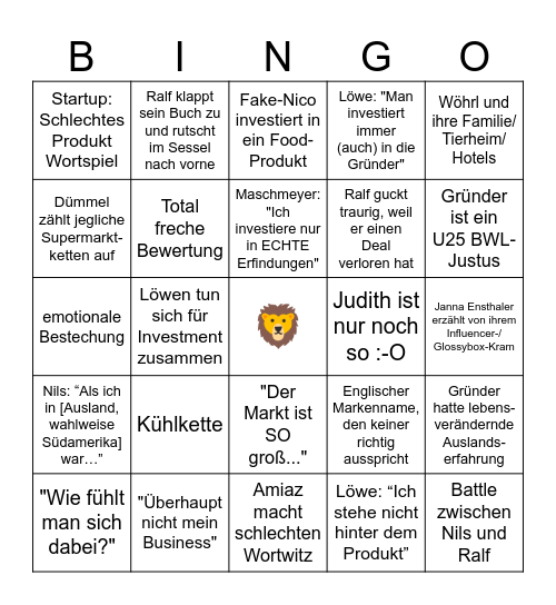 DHDL – Bullshit Bingo 2023 Bingo Card