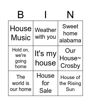 House Party & Birthday Warming Bingo Card