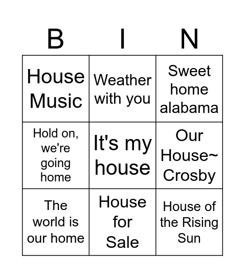 House Party & Birthday Warming Bingo Card