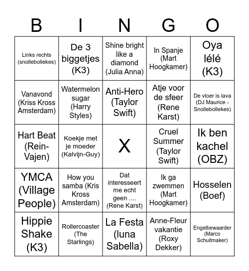 Feest Lara 13 jaar Bingo Card