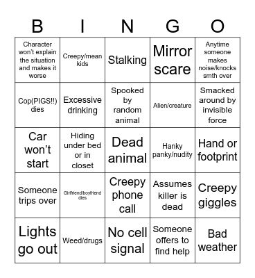 Bex’s fright fest💀 Bingo Card