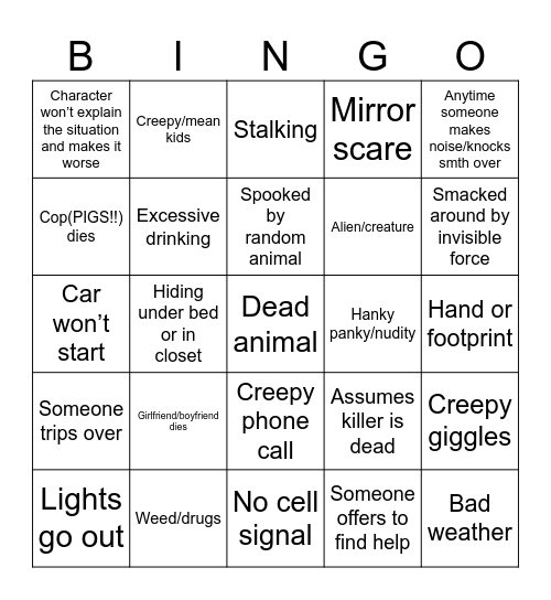 Bex’s fright fest💀 Bingo Card