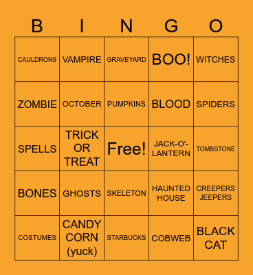 SPOOOKY SEASON Bingo Card