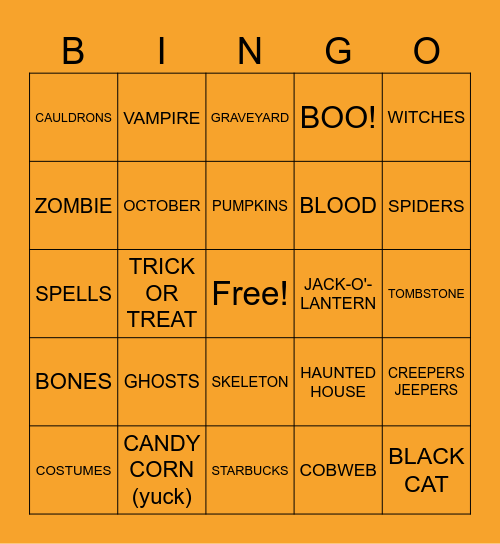 SPOOOKY SEASON Bingo Card