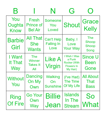 KARAOKE CLASSICS Bingo Card
