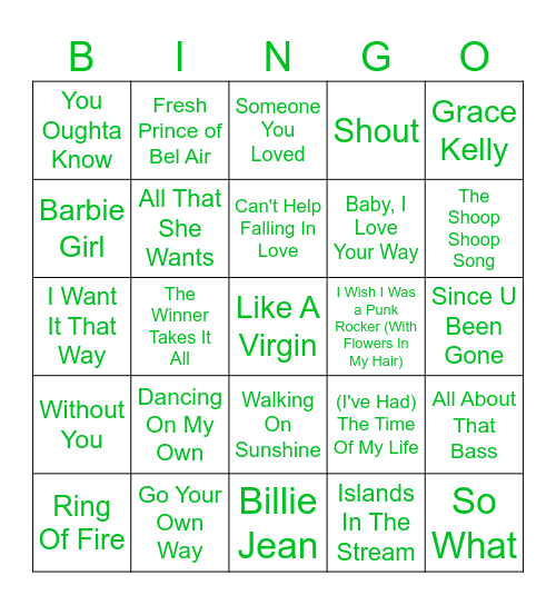 KARAOKE CLASSICS Bingo Card