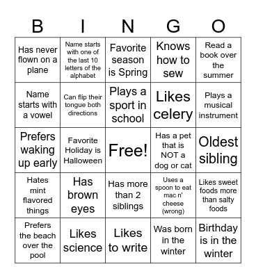 HH Bingo Card