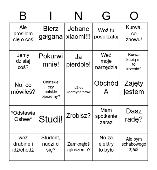 Szeryf Bingo Card
