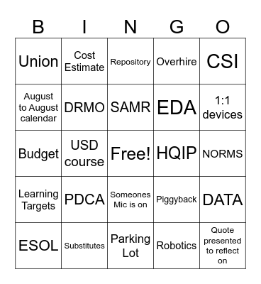DoDEA MEETING Bingo Card