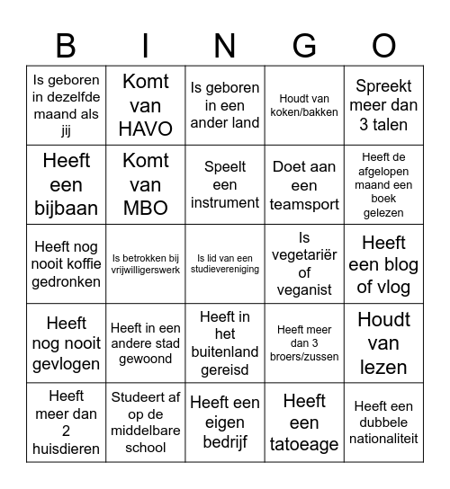 DE WINDESHEIM BINGO Card