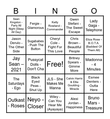 Bonkers Musical Bingo Card