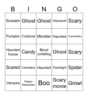 Halloween bingo Card