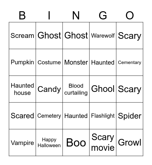 Halloween bingo Card