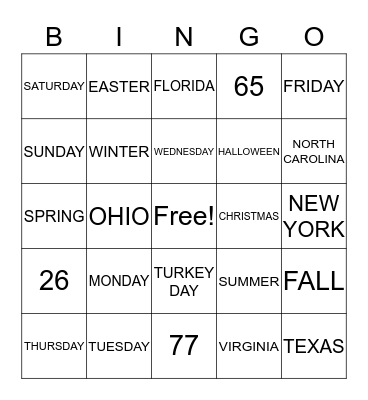 FUN BINGO Card