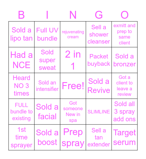 GLO BINGO Card