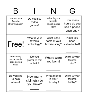 First Day BIngo 6-8 Bingo Card