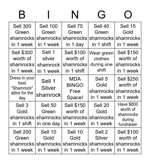 MDA Bingo Card