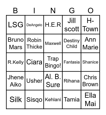 Art of R n B Bingo Card