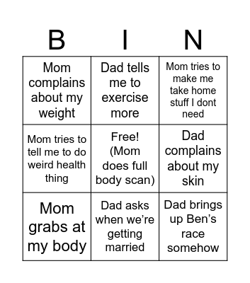 Saturday Parent Reactions Bingo Card