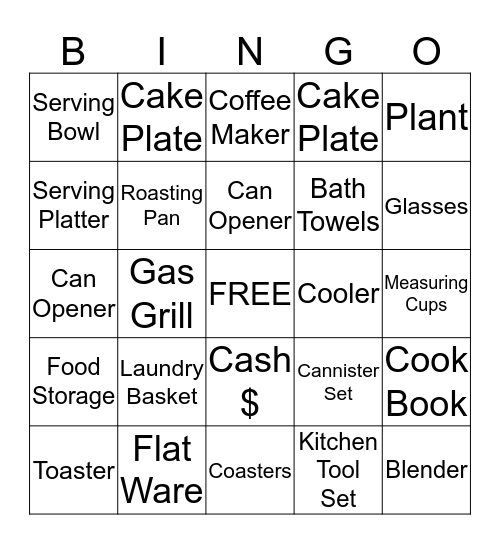 Bridal Shower Bingo Card