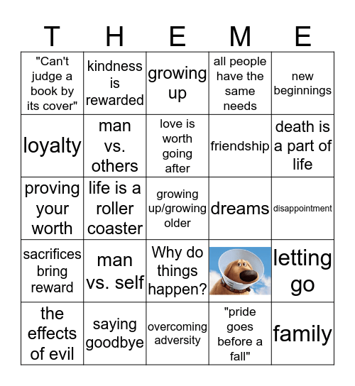 "Up" Theme Blackout Bingo Card