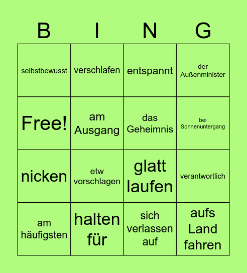 erstes Date Bingo Card