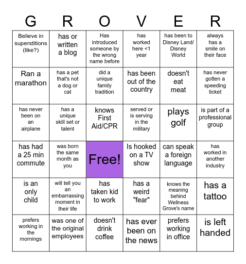 FIND SOMEONE WHO... Bingo Card